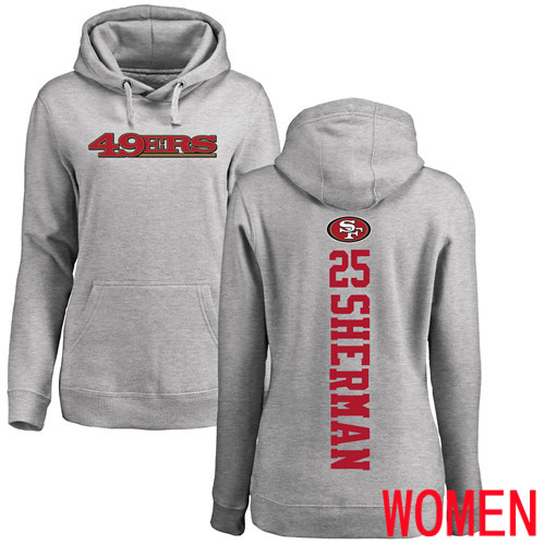 San Francisco 49ers Ash Women Richard Sherman Backer 25 Pullover NFL Hoodie Sweatshirts